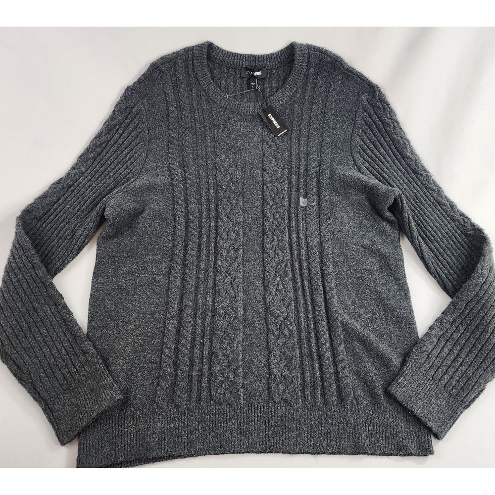 Express Sweater Adult Extra Large XL Grey Stretch 55% cotton 30652088 $88 Mens
